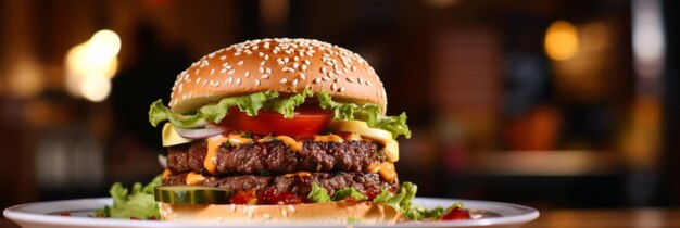 Appetizing burger on a white plate