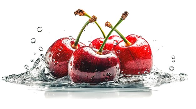 Foto ciliegie appetitose in acqua generativa ai