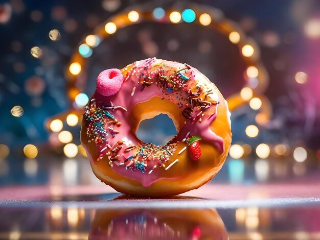 Аппетитный пончик пищевое искусство AI Generative