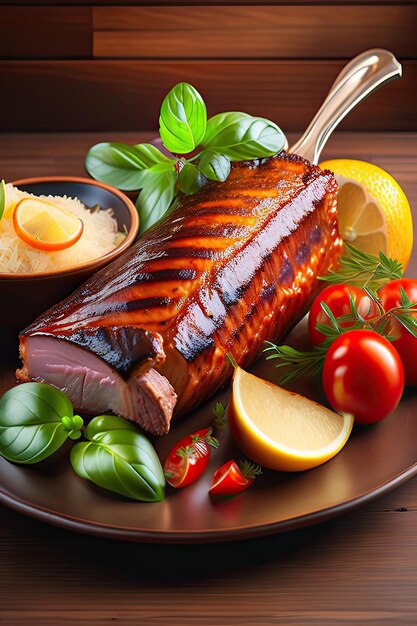 Appetizing and fragrant grilled ribs