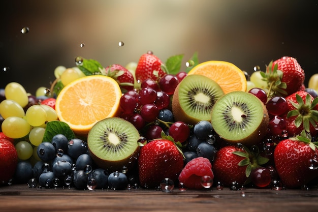 Appetizing fresh background on the theme of healthy fruits