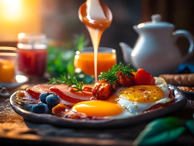 Appetizing Full English breakfast food art ai generative