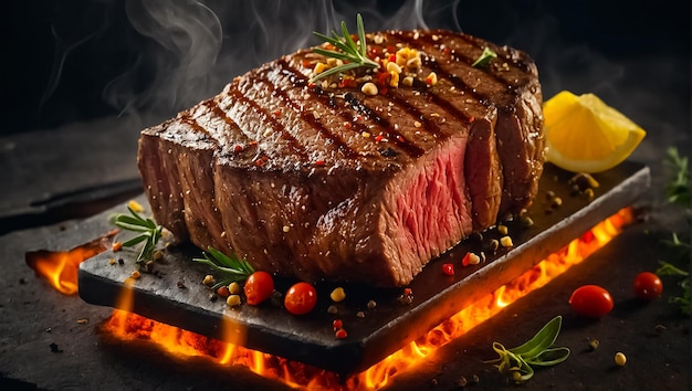 Appetizing grilled beef steak