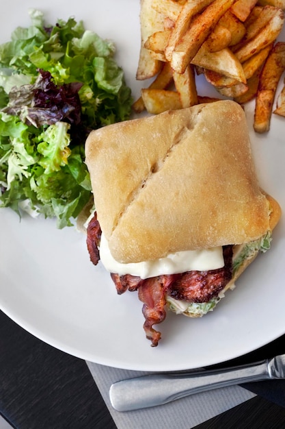 Photo appetizing hamburger on a plate