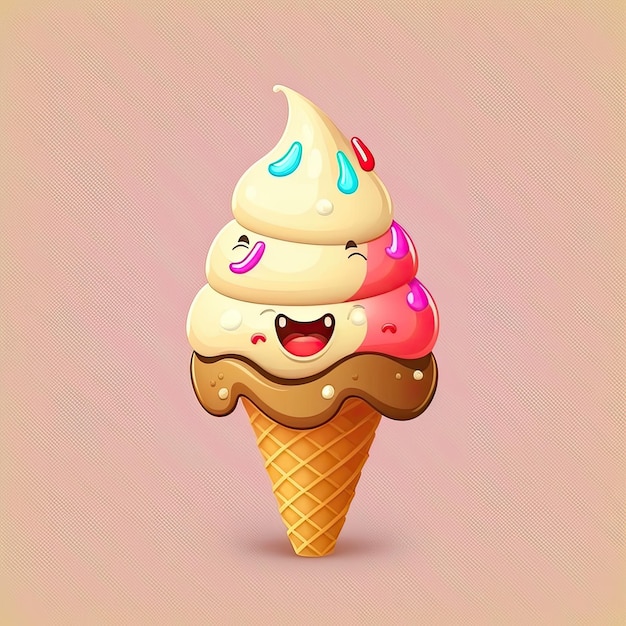 Appetizing ice cream on a color background Color illustration Generative AI