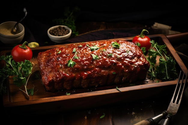 Appetizing meatloaf straight from the oven top view