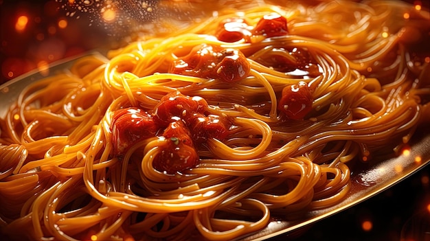 An appetizing pasta dish with tomato sauce and an enticing meal generated by ai