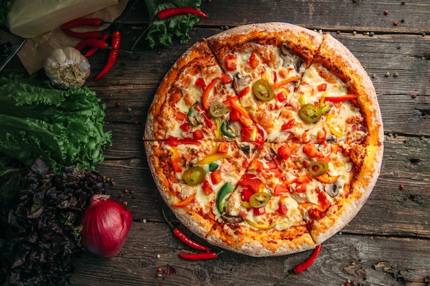 Appetizing pepper pizza with jalapeno