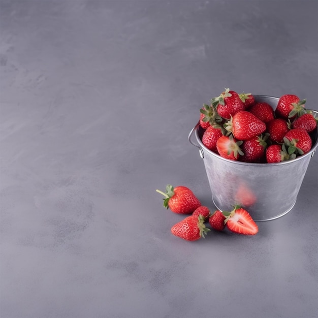 Appetizing Pile of Strawberries in a Small Bucket