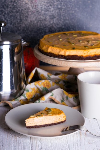 Appetizing pumpkin cheesecake