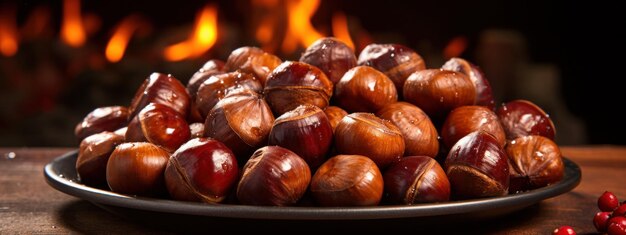 Appetizing roasted chestnuts