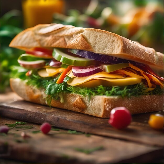 Foto appetizing sandwich food art ai generative