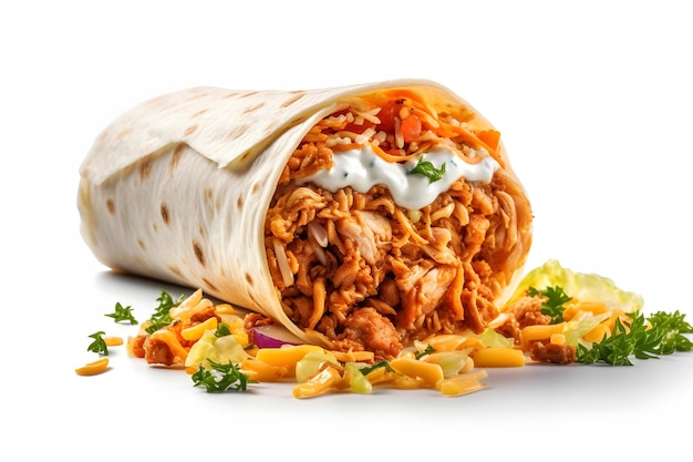 Appetizing shawarma on a white background neural network ai generated