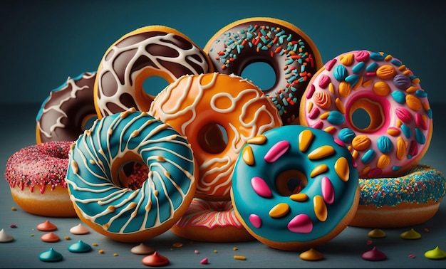 Appetizing sweet donuts are beautiful Generative AI