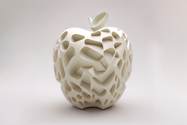 Apple 3d 환상적인 기하학 및 모양은 회색입니다.