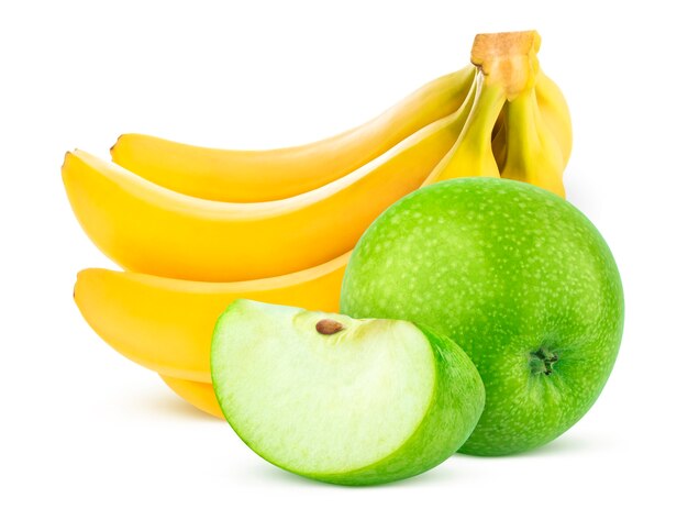 リンゴとバナナは、白で隔離