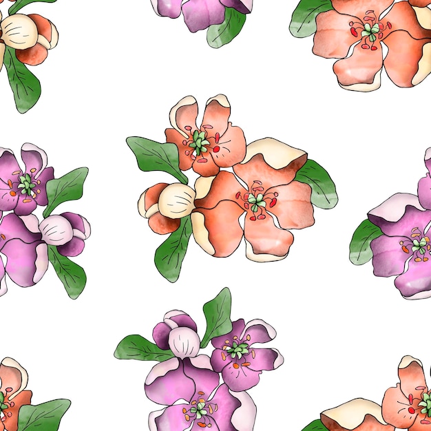 Apple blossom seamless spring pattern