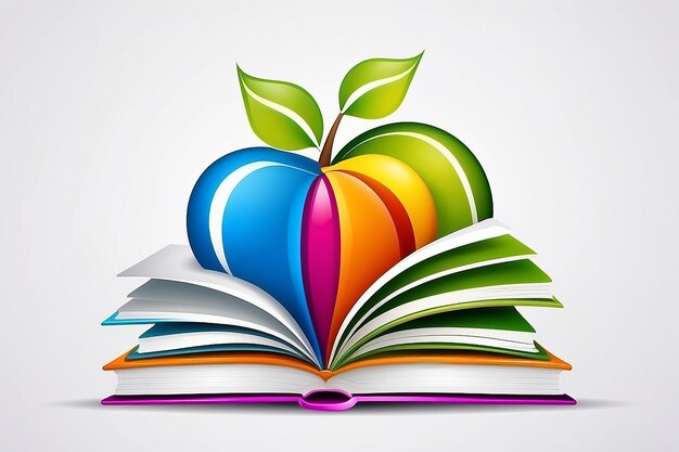 Apple and books abstract school icon