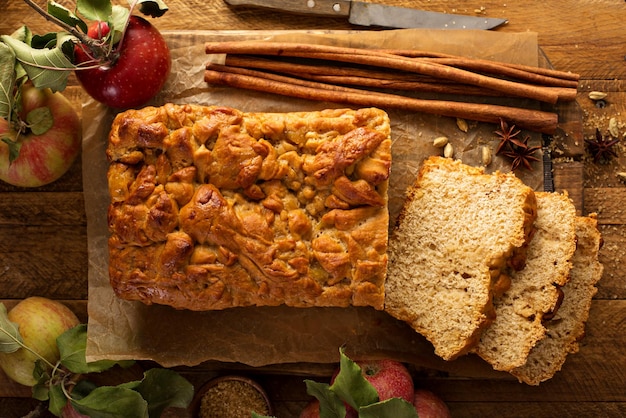 Photo apple bread rustic style