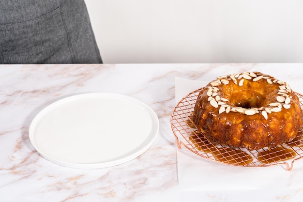 Apple bundt cake with caramel glaze