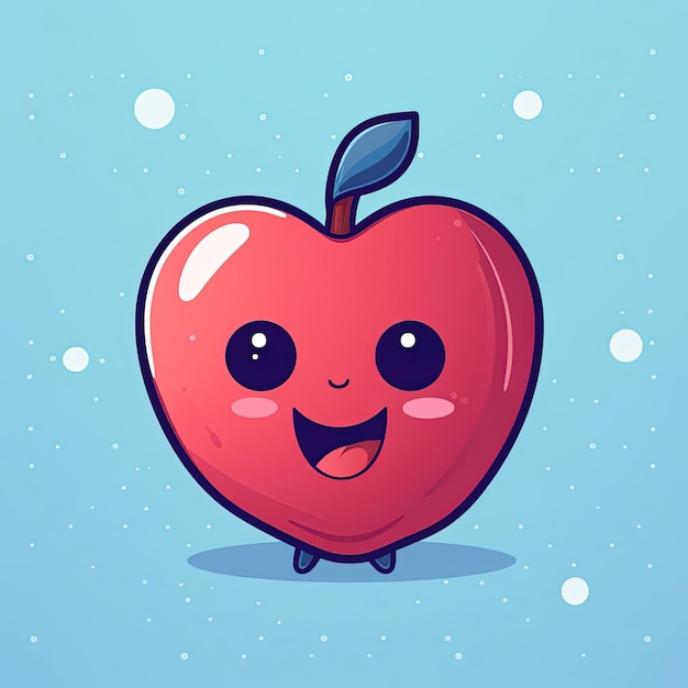 Photo an apple character with a love heart sticker in the style of playful animation