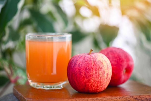 アップルサイダービネガー自然療法と一般的な健康状態の治療法自然の背景にアップルフルーツとガラスの生とフィルタリングされていない有機アップルサイダービネガー