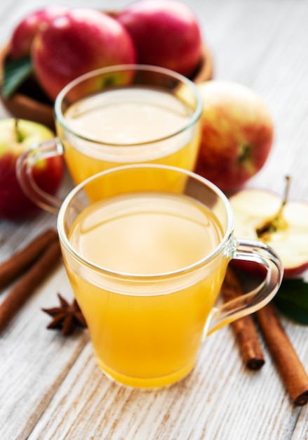 Apple cider  with cinnamon sticks