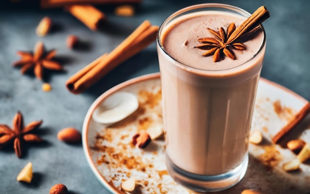 Photo apple and cinnamon smoothie ai generated image