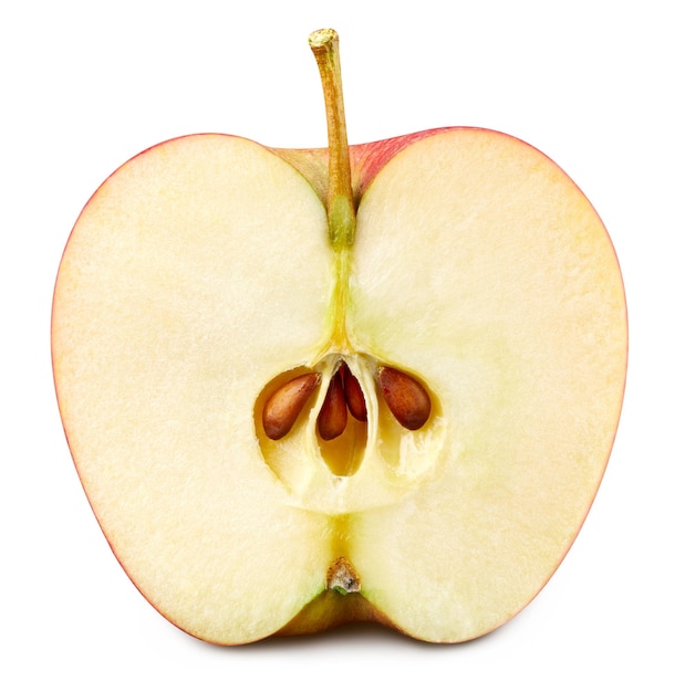 Apple Clipping Path Ripe whole apple half fruit isolated on white background with clipping path