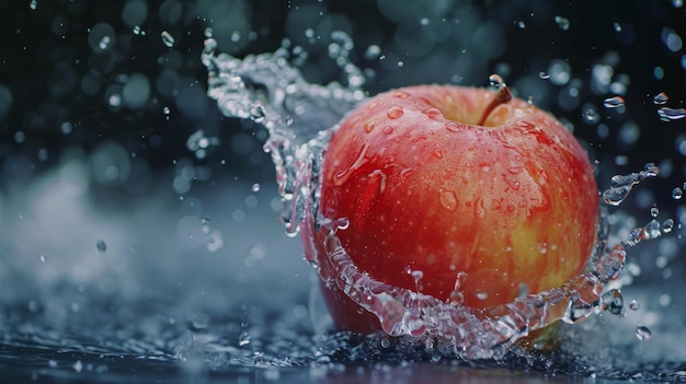 Apple colliding against water splash Shot with high speed camera phantom flex 4K Slow Motion