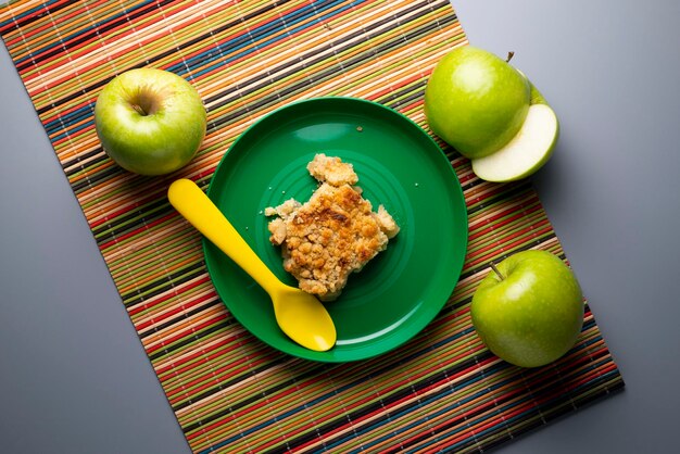 Premium Photo | Apple crumble with ice cream.