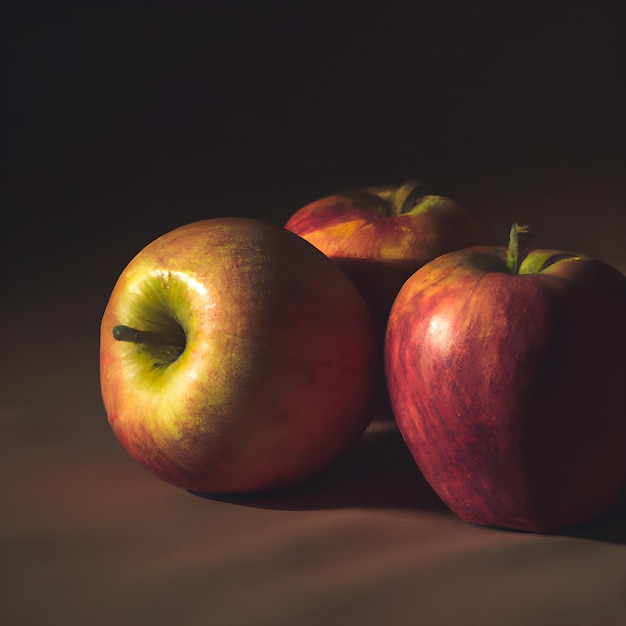 Apple on dark background with studio light_ai_generated