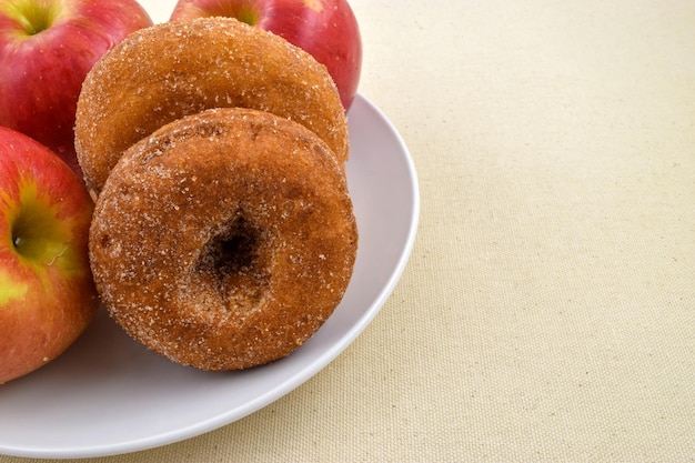 Apple Donuts with Red Apples and Lots of Copy Space