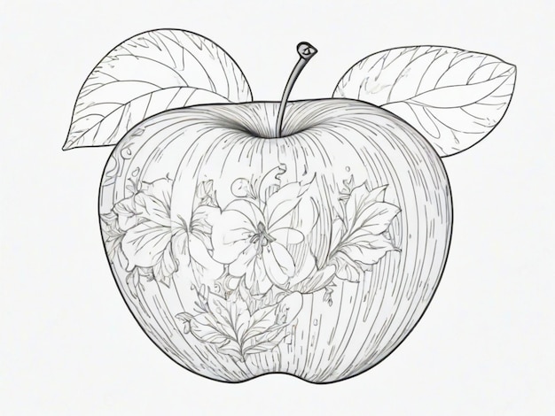 Photo an apple drawing for kids coloring book