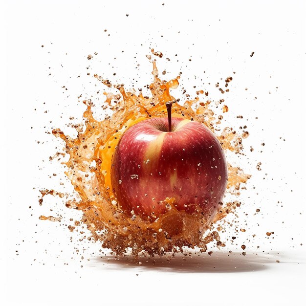 Photo apple explosion splatter on background