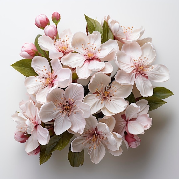 Яблочные цветы на белом фоне