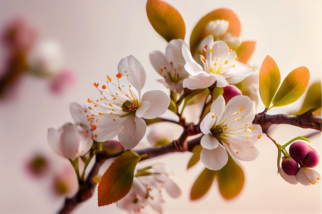 Apple flowers Spring blossom background AI Generated