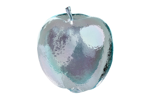 Apple from glass or ice 3D rendering