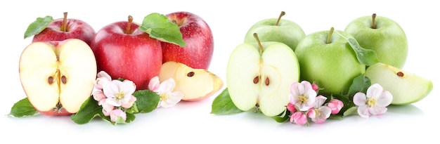 Apple fruit apples fruits red green sliced slice half isolated on white