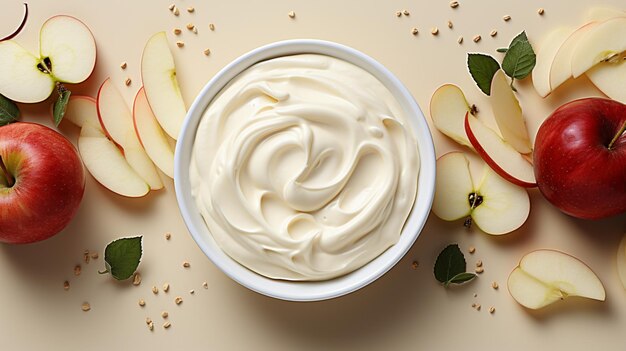 Apple fruit cream smoothie bowl for breakfast