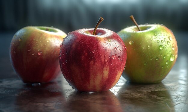 Apple Fruit Vegetarian Diet Vitamin Vegan Organic Healthy Food Realistic Photo Digital Card