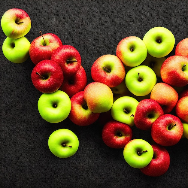 Apple fruites on black background Generative AI