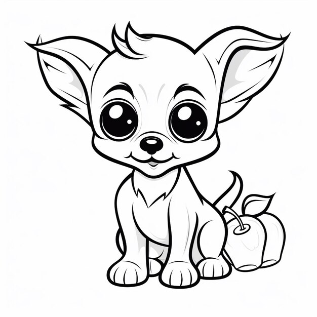 Apple Head Chihuahua leuke kawaii met de hand getekende platte kleurboek kawaii lijnkunst