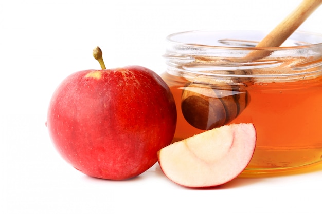 Apple and honey isolated