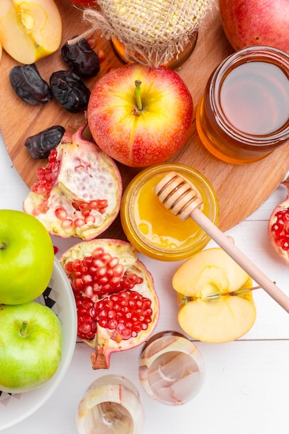 Apple and honey, traditional food of jewish New Year - Rosh Hashana.