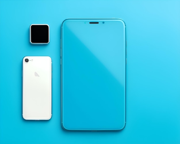 Apple iphone mockup on blue background