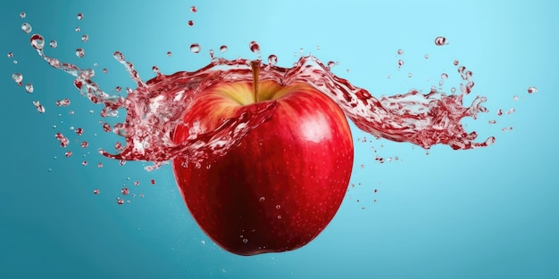 リンゴが水で飛ばされている