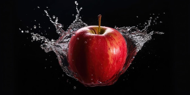 an apple is being splashed with water