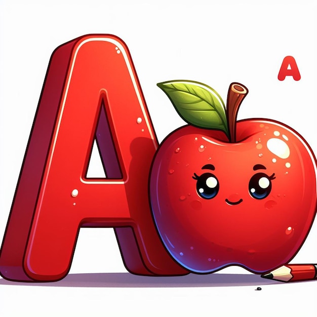 A for apple Isolated apple Whole red pink apple