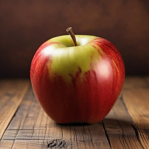 apple isolated on wood background